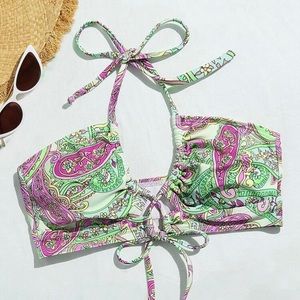 paisley print halter bikini top